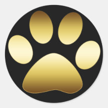 GOLD PAW PRINT ROUND STICKERS