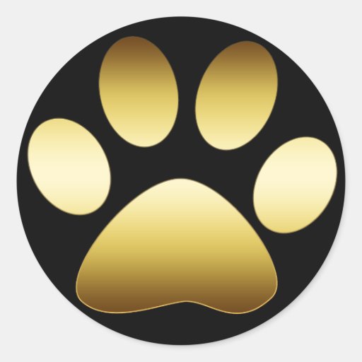 GOLD PAW PRINT ROUND STICKERS