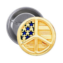 Gold Peace Sign Button
