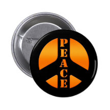 Gold Peace Sign Pinback Button