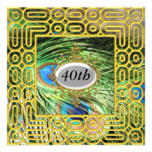 Gold Peackok Birthday Party Gold Invite