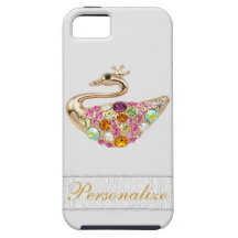Gold Peacock & Faux Diamond Jewels iPhone 5