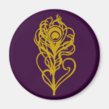 Gold Peacock Feather Magnets