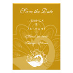 gold peacock save the date personalized invitations