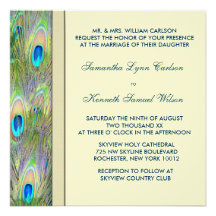 Gold Peacock Wedding Invitations