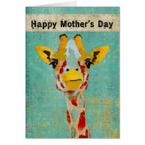 Gold Peeking Giraffe  Mother's Day Card cards