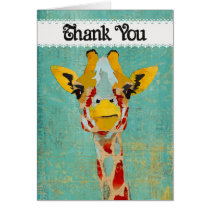 Gold Peeking Giraffe  Thank You Card cards