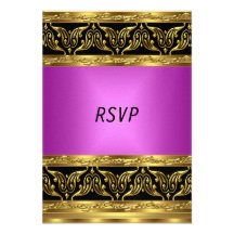 Gold Pink Birthday Party RSVP Custom Invite