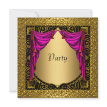 Gold Pink retro Party Invitation