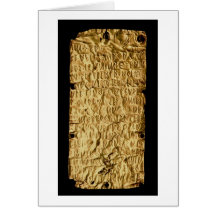 Gold plate with 'lengthy' Etruscan inscription fro Greeting Cards