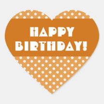 Gold Polka Dots Happy Birthday Heart Sticker