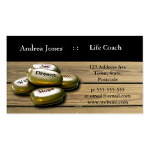 Gold Positive word stones life coach business card