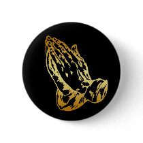 GOLD PRAYING HANDS PINBACK BUTTON