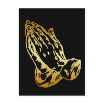 GOLD PRAYING HANDS POST CARD