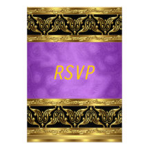 Gold Purple Birthday celebration  Invitation RSVP