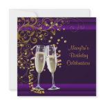 Gold Purple Womans Purple Birthday Party Custom Invitations