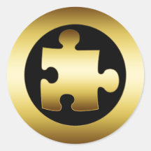 GOLD PUZZLE PIECE ROUND STICKERS