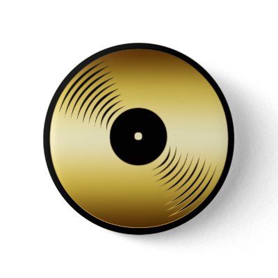 GOLD RECORD ALBUM PINBACK BUTTON by dgpaulart