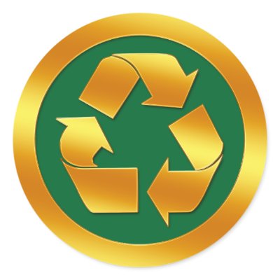 Gold Recycle Icon Round Sticker by dgpaulart