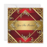 Gold Red Party Invitation Floral Frame