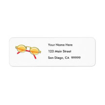 Gold & Red Wire Rim Sunglasses Return Address Labels