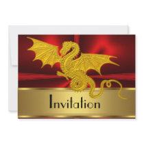 Gold Red Year of the Dragon Invitation