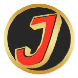 GOLD RETRO MONOGRAM LETTER J STICKER