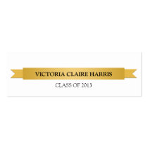 Gold ribbon banner student graduation name card business cards
