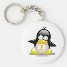 Gold Ribbon Penguin Keychains