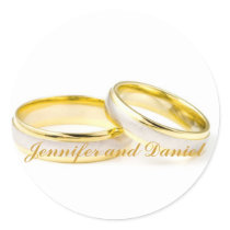 Gold Rings Bride Groom Wedding Favour Stickers