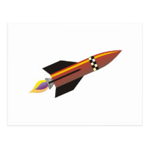 Gold rocket postcard