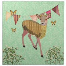 Gold Rose Fawn Green  American MoJo Napk Cloth Napkin
