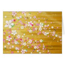 Gold Sakura Kimono - Japanese Design Greeting Cards