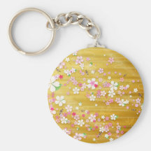 Gold Sakura Kimono - Japanese Design Key Chain