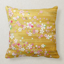 Gold Sakura Kimono Pillow