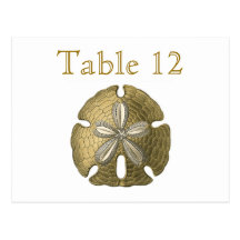 Gold Sand Dollar Reception Table Numbers Post Cards