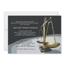 Gold Scale of Justice, Law School Graduation Invit Personalized Invitations