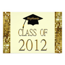Gold Sequins Look Class Of 2012 Grad Invitations