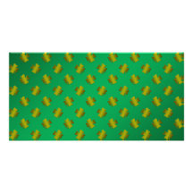 Gold shamrocks on green photo card template