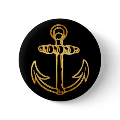 GOLD SHIPS ANCHOR PINBACK BUTTONS by dgpaulart