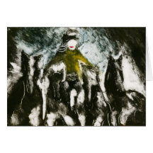 Gold Shirt and Four Arabians Greeting Card