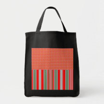 Gold silver snowflakes on red stripes tote bags