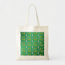 Gold silver snowmen on green fade bag