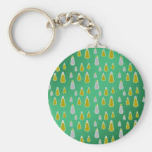 Gold silver snowmen on green fade keychains