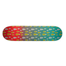 Gold silver snowmen on green red fade skate decks