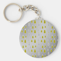 Gold silver snowmen on silver fade keychain