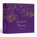 Gold Sketched Flowers on Dark Purple Photo Album Vinyl Binders