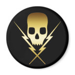 GOLD SKULL AND LIGHTNING BOLTS MAGNETS