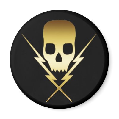 GOLD SKULL AND LIGHTNING BOLTS MAGNETS by dgpaulart
