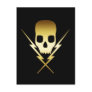 GOLD SKULL AND LIGHTNING BOLTS POST CARDS